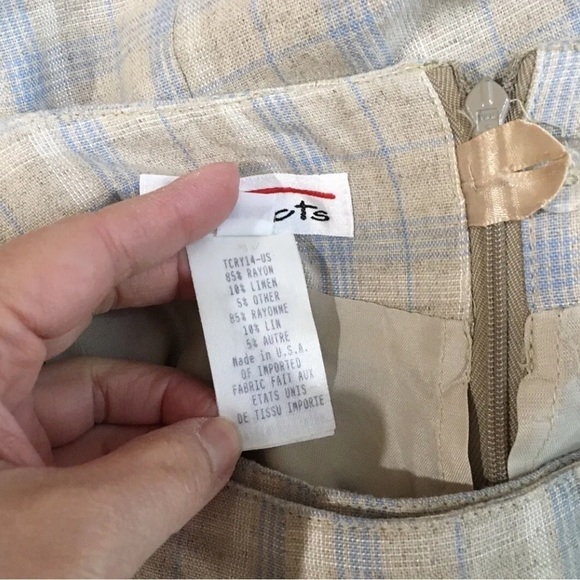 Talbots wrap skirt plaid grey linen blend grey Vtg 80s size 12 - Picture 3 of 9